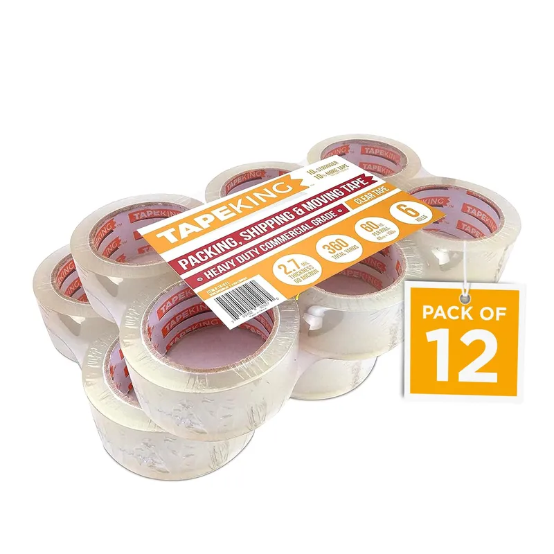 Tape King Packing Tape Rolls – Thick, Clear, Adhesive Strip Shipping Tapes - Box of 12, 60 Yards Heavy Duty Industrial Roll for Sealing Boxes, Moving & Shipping Packages – Office, Packaging — image 1