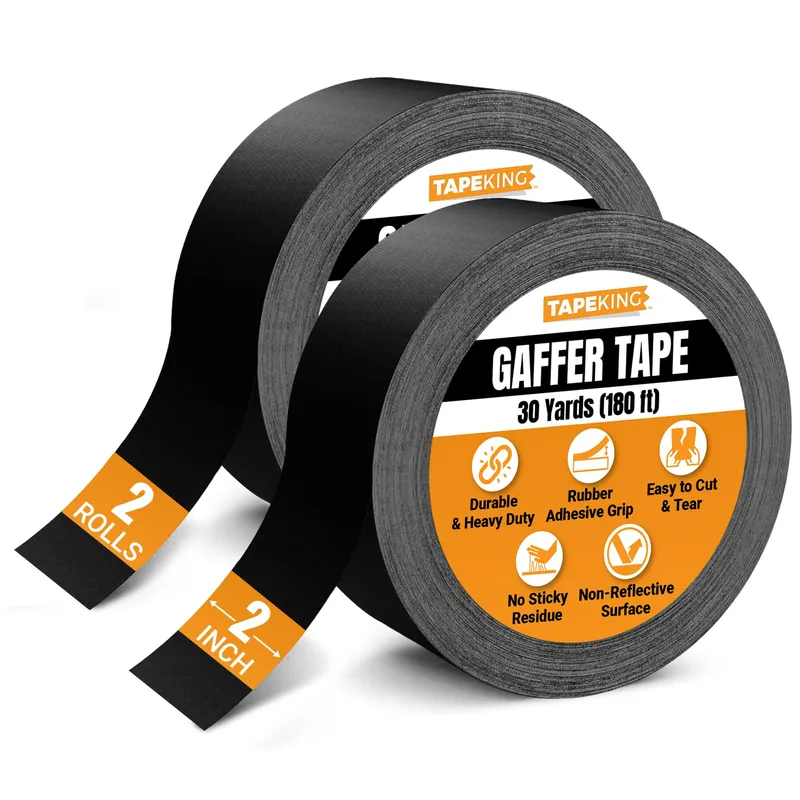 Tape King Gaffers Tape (Black) | 2 Inch Wide x 30 Yards Per Roll (180 Ft) Pro Gaff Tape | Durable Cloth Matte Black Tape with Strong Rubber Adhesive for Events, Cables, and Decorations (2 Pcs) — image 1