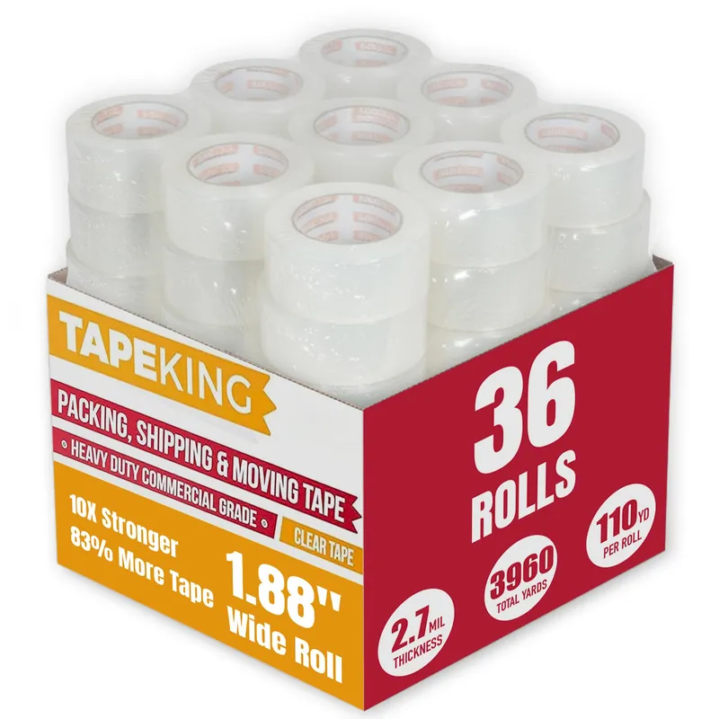 Tape King Clear Packing Tape | 110 Yards Per Roll (36 Rolls) | 1.88 Inch Wide Heavy Duty Packing Tape 2.7mil Strong Adhesive for Moving Boxes, Shipping Cartons, Office Use, Storage (3960 Yards) — image 1