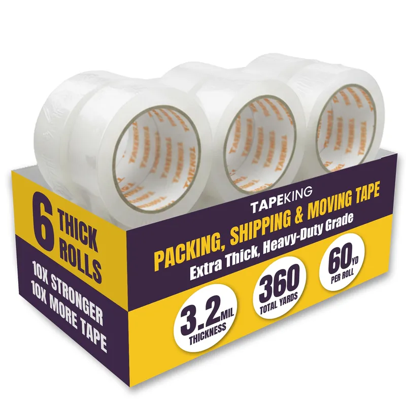 Tape King Clear Packing Tape Ultra Thick | 60 Yards Per Roll (6 Rolls) | 2 Inch Wide Heavy Duty Packing Tape 3.2mil Strong Adhesive for Moving Boxes, Shipping Cartons, Office Use, Sealing (360 Yards) — image 1
