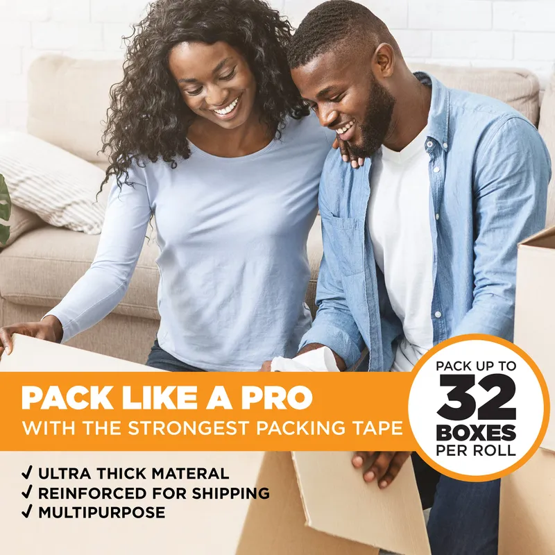 Tape King Packing Tape Rolls – Thick, Clear, Adhesive Strip Shipping Tapes - Box of 12, 60 Yards Heavy Duty Industrial Roll for Sealing Boxes, Moving & Shipping Packages – Office, Packaging — image 2