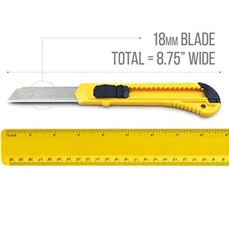 Tape King Utility Knife Set (12 Pack) | 18mm Wide Blade Box Cutter | Retractable Design, Compact And Versatile for Home, Crafts, Warehouse, Cartons, Cardboard, Office Supplies and Packaging — image 3